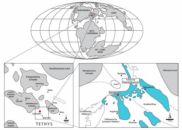 Lage von Solnhofen zur Jura Zeit